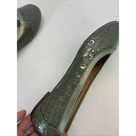 Vionic Orthaheel Caroll Ballet Flats Size US 7 Croco Olive Patent Office Casual - Picture 8 of 12